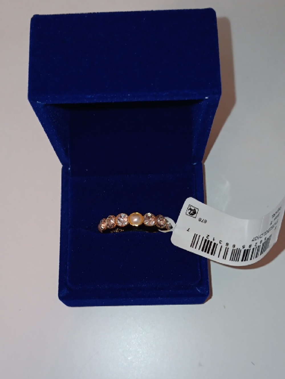 Kurt Geiger Gold Tone Ring with Clear Crystals and Pearls - Picture 3 of 6